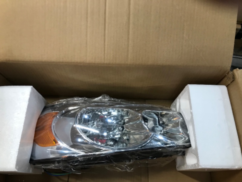 Photo 3 of AS Headlight Assembly Compatible with 2006-2013 Chevy Impala 06 07 Chevy Monte Carlo Chrome Housing Amber Reflector Driver and Passenger Side OE Replacement A-Chrome Housing Amber Reflector Clear Lens