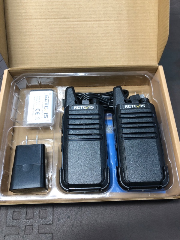 Photo 1 of Retevis RT22 Walkie Talkies Rechargeable,Long Range Two Way Radio,2 Way Radio for Adults, Handsfree VOX Mini, for Business Office School Church Restaurant Retail(Black,2 Pack)