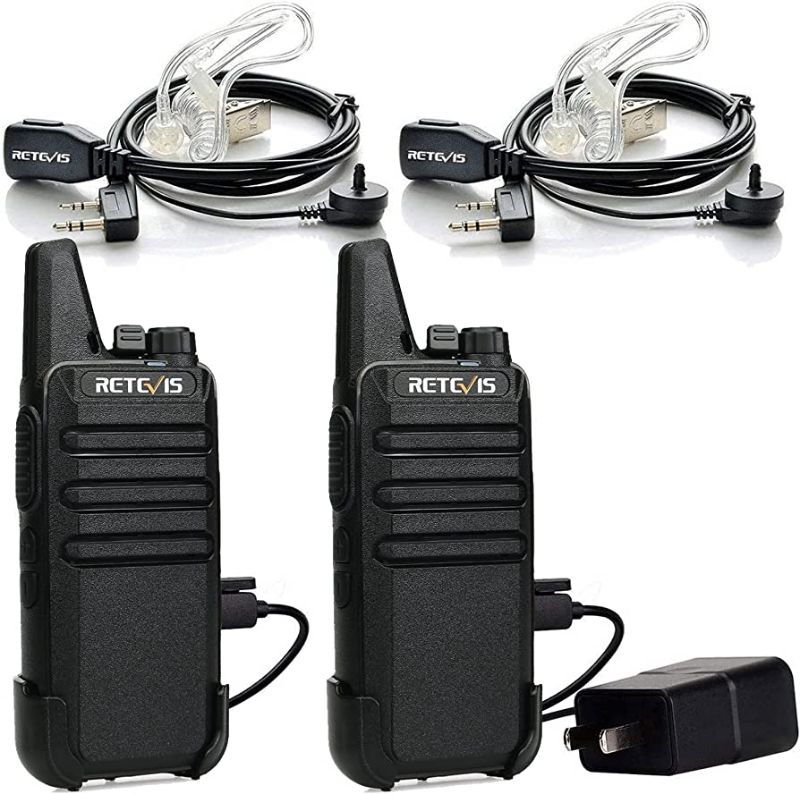 Photo 1 of Retevis RT22 Walkie Talkies Rechargeable,Long Range Two Way Radio,2 Way Radio for Adults, Handsfree VOX Mini, for Business Office School Church Restaurant Retail(Black,2 Pack)