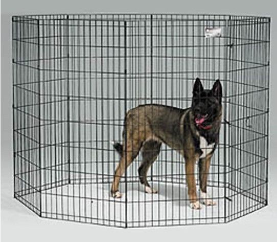 Photo 1 of 24"L x 48"W x 48.0"H Black 8-Panel Pet Exercise Pen
