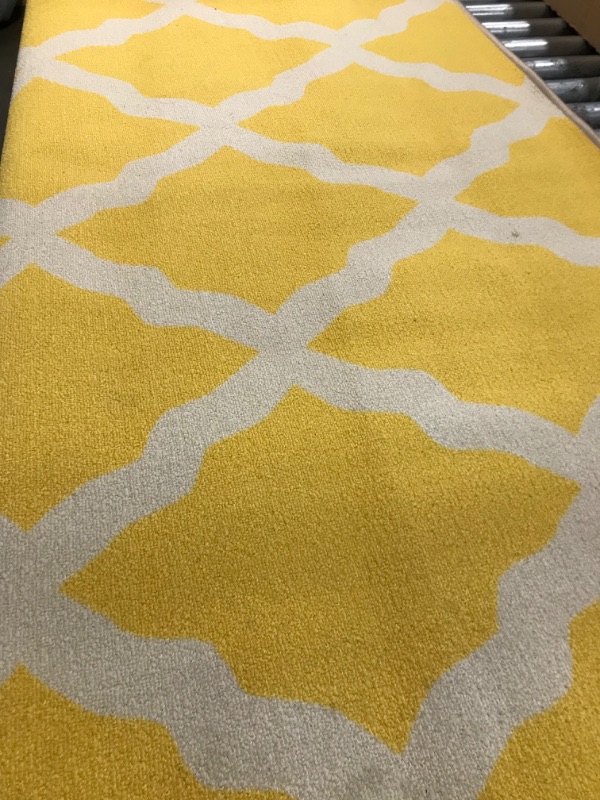 Photo 2 of 
Ottomanson Glamour Collection Non-Slip Rubberback Moroccan Trellis Design 5x7 Indoor Area Rug, 5' x 6'6", Yellow
Style:Contemporary