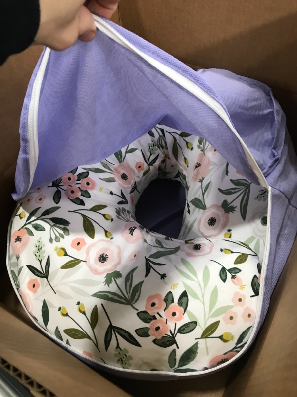 Photo 2 of Boppy Nursing Pillow and Positioner—Original | Pink Garden Flowers | Breastfeeding, Bottle Feeding, Baby Support | with Removable Cotton Blend Cover | Awake-Time Support , 20x16x5.5 Inch (Pack of 1)
