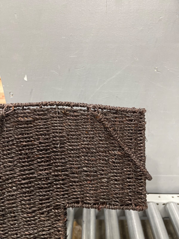 Photo 1 of 15" Wicker Storage Stair Basket With Handles by Trademark Innovations (Brown)
