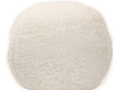 Photo 1 of 19-in. Seat Height Plush White Pouf Ottoman