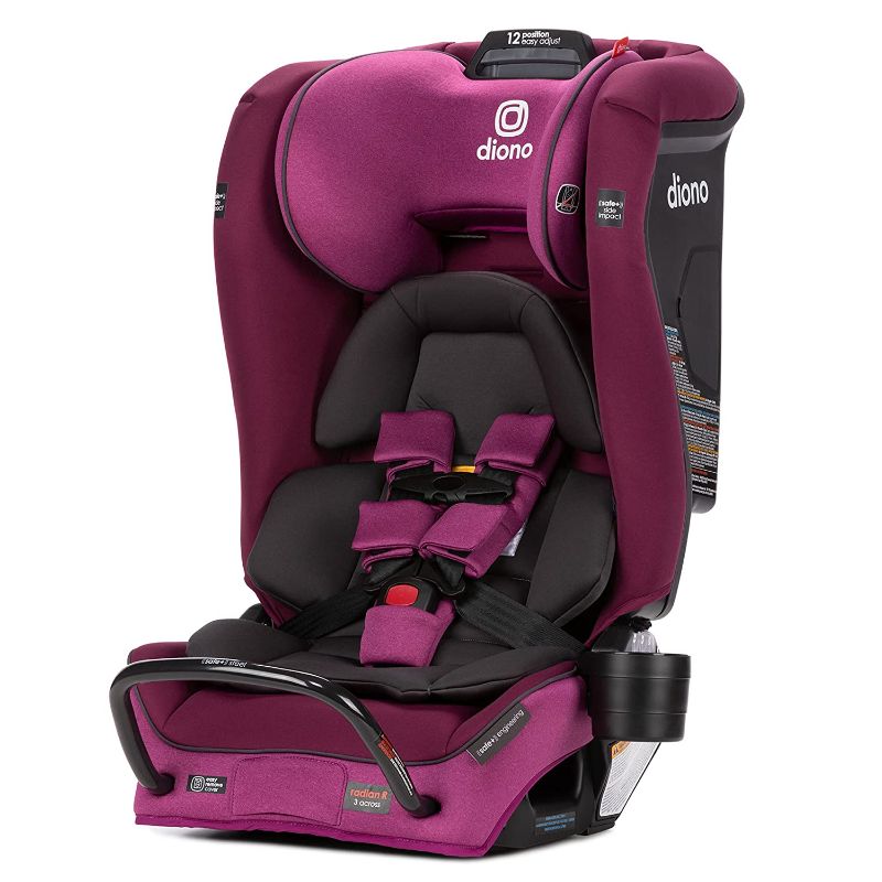 Photo 1 of Diono Radian 3RXT SafePlus, 4-in-1 Convertible Car Seat, Rear and Forward Facing, SafePlus Engineering, 3 Stage Infant Protection, 10 Years 1 Car Seat, Slim Fit 3 Across, Purple Plum
