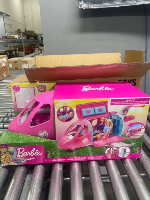 Photo 2 of Barbie Dreamplane Airplane Toys Playset with 15+ Accessories Including Puppy, Snack Cart, Reclining Seats and More Standard