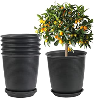 Photo 1 of 9.5 Inch Plant Pots, EHWINE 6 Pack Large Planters for Indoor Plants Plastic Plant Pots with