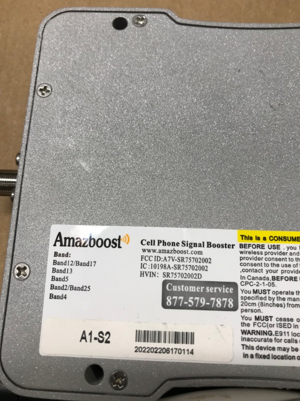 Photo 6 of ***SEE CLERK NOTES***
Amazboost A1 Cell Phone Booster for Home -Up to 2,500 sq ft,Cell Phone Signal Booster Kit