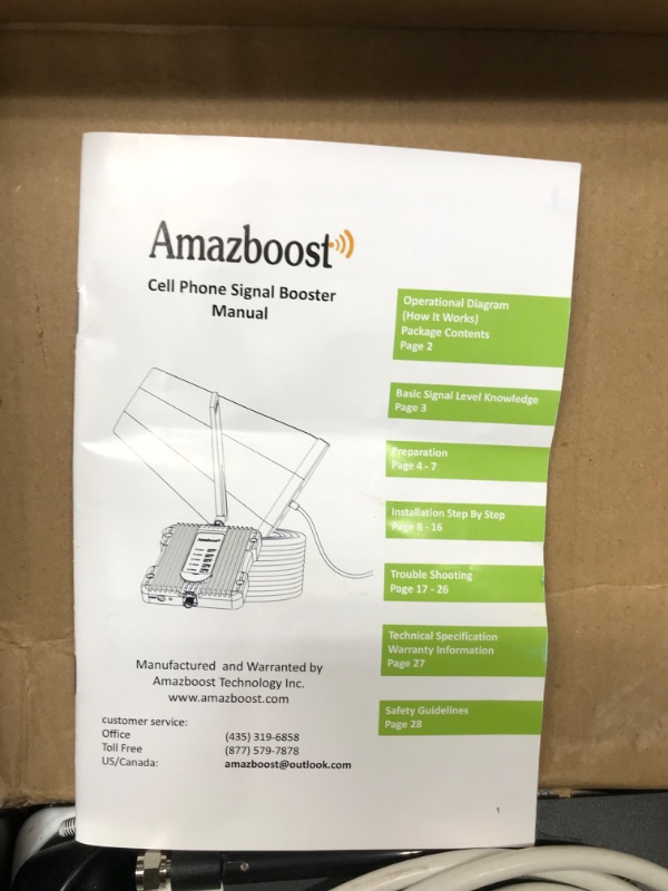 Photo 4 of ***SEE CLERK NOTES***
Amazboost A1 Cell Phone Booster for Home -Up to 2,500 sq ft,Cell Phone Signal Booster Kit
