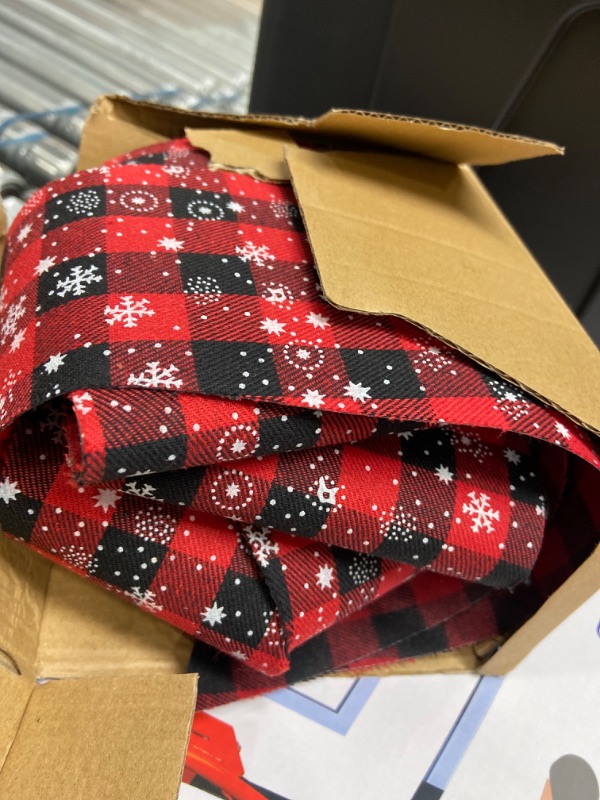 Photo 1 of Christmas Decoration Buffalo Plaid Bow Ribbon LED Lights Tree Topper with Snowflake Pine Tower Decorative Wreath Ornaments for Xmas New Year Holiday Party Decor