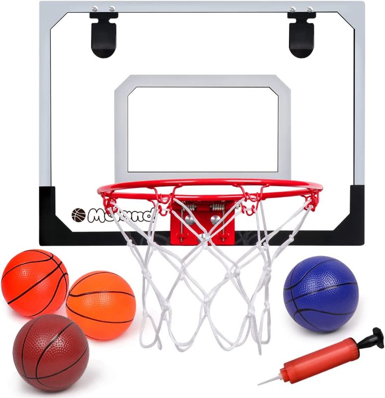 Photo 1 of Indoor Mini Basketball Hoop Set for Kids - Basketball Hoop for Door with 4 Balls & Complete Basketball Accessories - Basketball Toy Gifts for Kids Boys Teens
