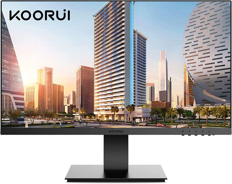 Photo 1 of KOORUI 24 Inch Computer Monitor, 3-Sided Frameless Gaming Screen FHD 1920x1080 Display with HDMI & VGA Interface, 75Hz, IPS, 4ms, VESA Mountable, Low-Blue Light PC Monitor for Office Work
