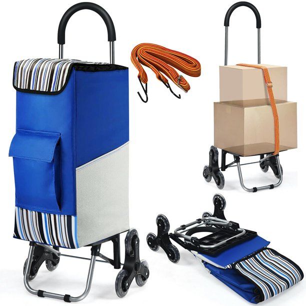 Photo 1 of Costway Folding Shopping Cart Stair Climbing Dolly w/ Bag & Bungee Cord
