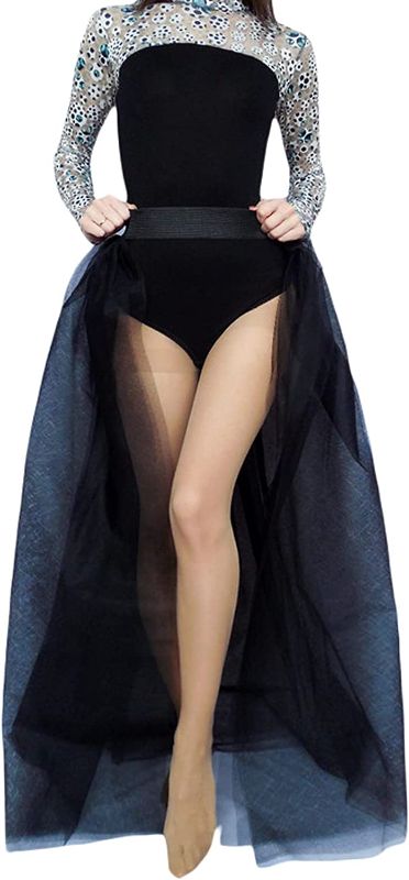 Photo 1 of 63'X49' SHEER DANCE HALF TRAIN SKIRT BLACK POLYESTER
