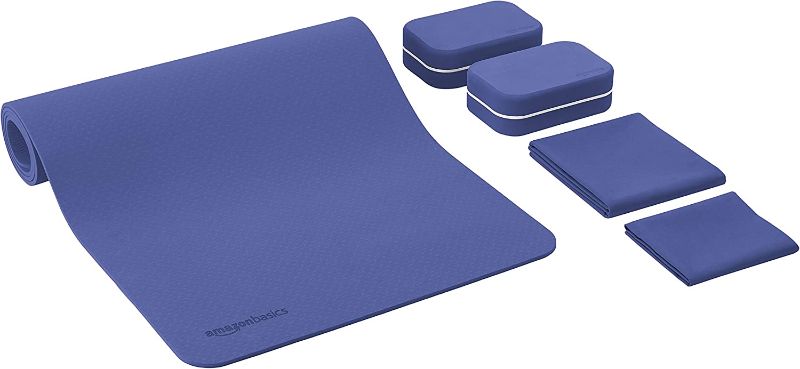 Photo 1 of GREY-Amazon Basics 1/4-Inch Thick TPE Yoga Mat 6 Piece Set
