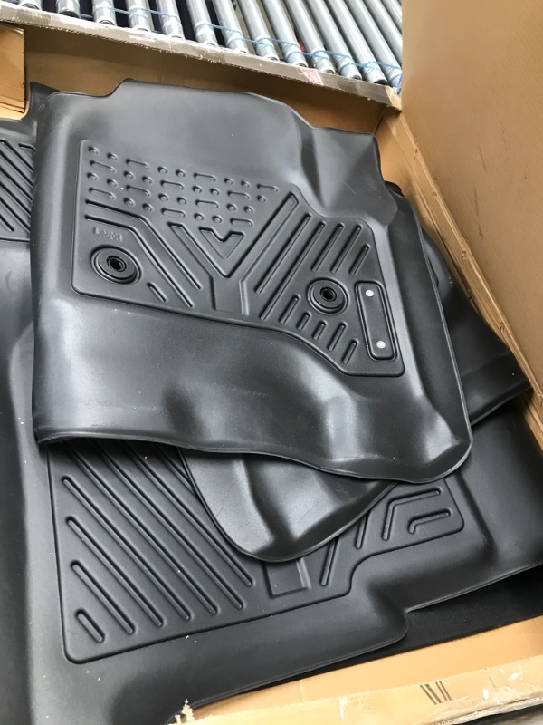 Photo 2 of YITAMOTOR Floor Mats Compatible with 2014-2018 Silverado/Sierra 1500, 2015-2019 2500HD/3500HD Crew Cab, with 1st Row Bench Seat, Custom Fit Black TPE Floor...
