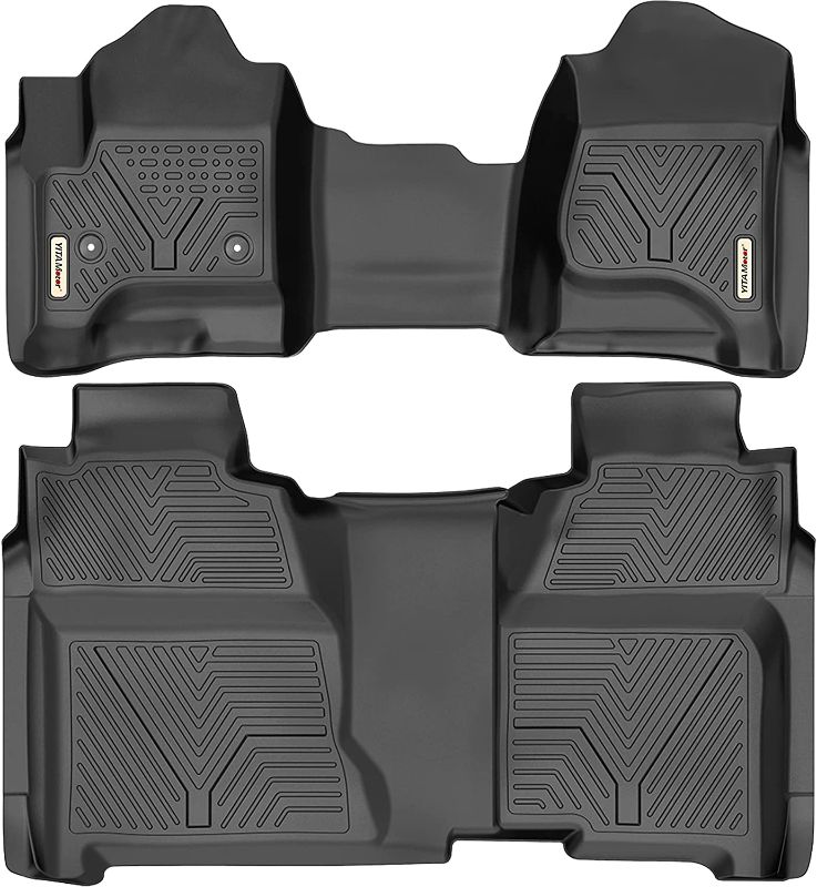 Photo 1 of YITAMOTOR Floor Mats Compatible with 2014-2018 Silverado/Sierra 1500, 2015-2019 2500HD/3500HD Crew Cab, with 1st Row Bench Seat, Custom Fit Black TPE Floor...
