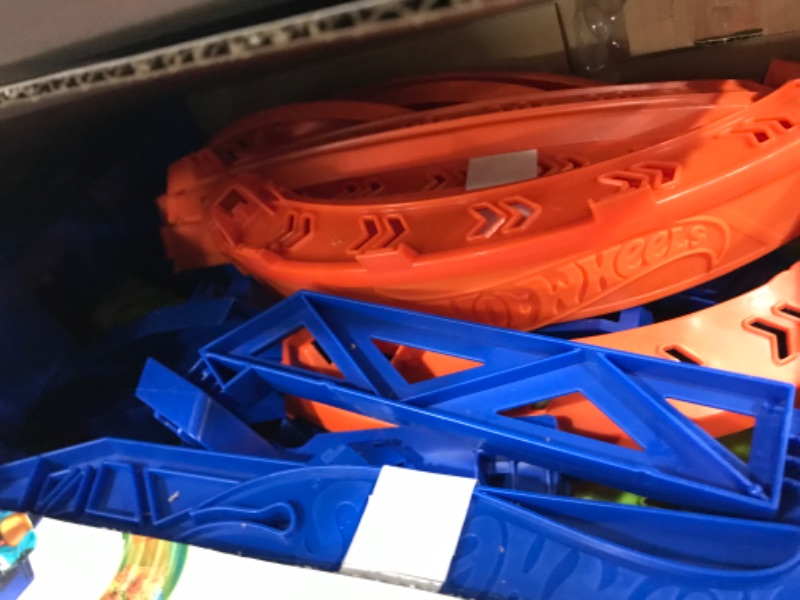 Photo 2 of ?Hot Wheels Track Set and 1:64 Scale Toy Car, 29" Tall Track with Motorized Booster for Fast Racing, Action Spiral Speed Crash Playset???? SHIPS IN OWN CONTAINER