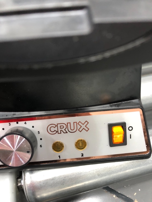 Photo 4 of ***TESTED POWERS ON*** Crux Double Rotating Belgian Waffle Maker with Nonstick Plates, Stainless Steel Housing & Browning Control, black (14614)