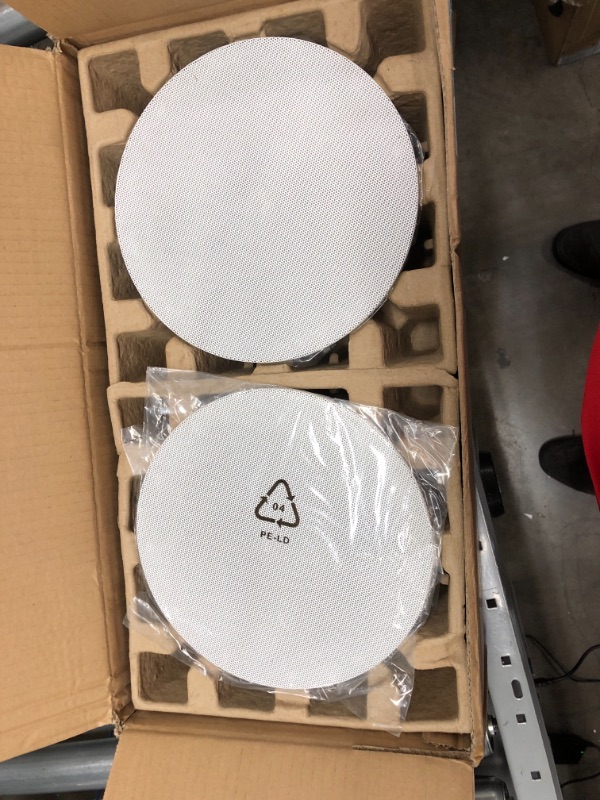 Photo 1 of MyFunRound One Pair 6.5" 120 Watt 2-Way in-Ceiling Speakers with Pivoting 1" Titanium Dome Tweeters and Low Profile Magnetic Grilles…