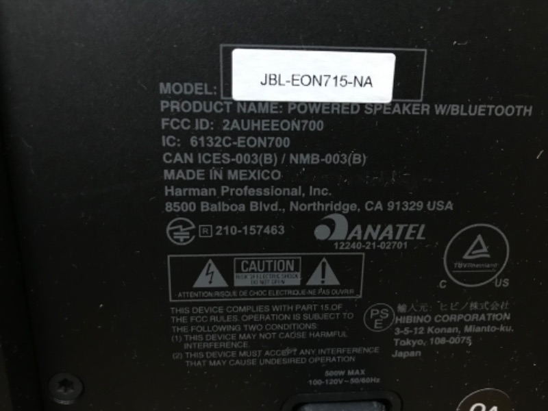 Photo 3 of JBL Professional EON715 Powered PA Loudspeaker with Bluetooth, 15-inch 15-Inch Speaker EON700 series