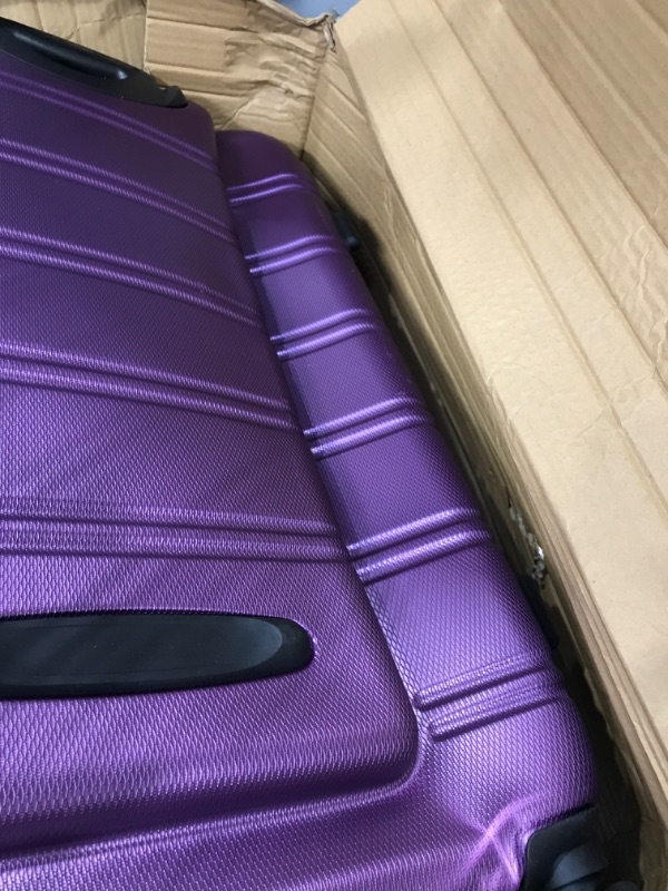 Photo 4 of *DAMAGED*- Rockland Melbourne Hardside Expandable Spinner Wheel Luggage, Purple, 2-Piece Set (20/28) 2-Piece Set (20/28) Purple