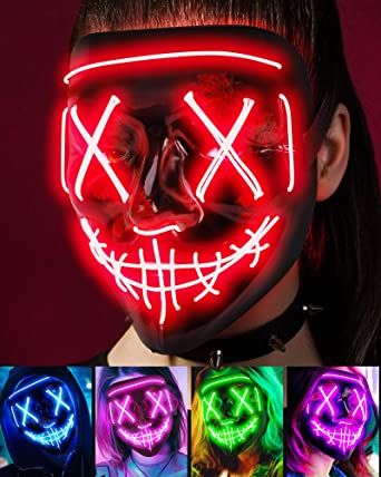 Photo 1 of 2 OF- Halloween LED Mask, Scary LED Light up Mask?Purge Mask Costume,Halloween Masks costume for Men Women Kids