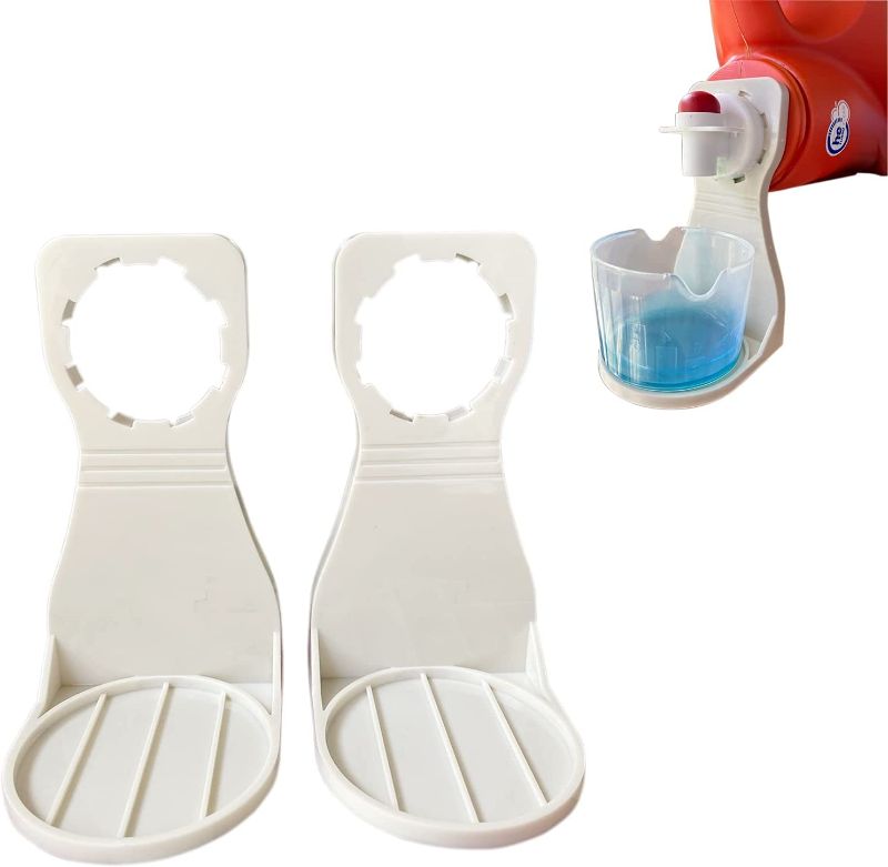 Photo 1 of 3 OF- Laundry Detergent Cup Holder with No-Fall Clip Latch, Laundry Soap and Fabric Softener Drip Tray Catcher, 2-Pack