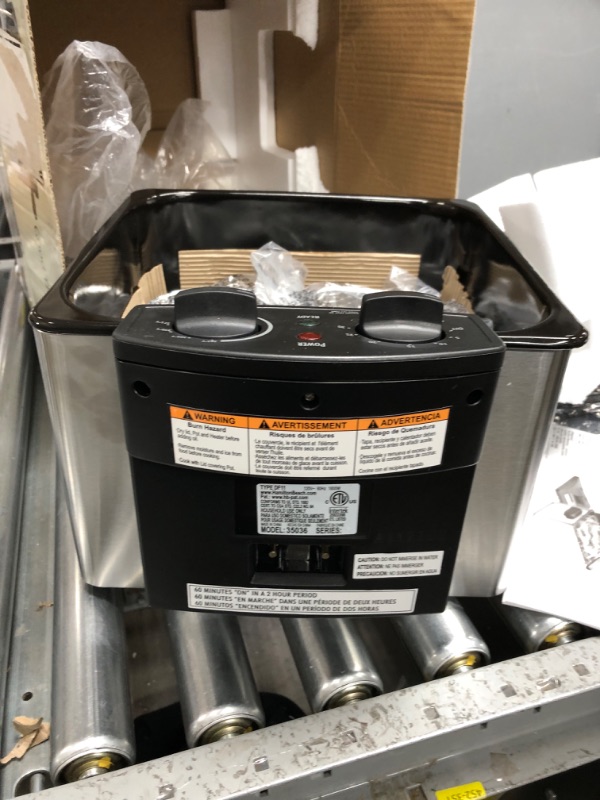 Photo 1 of Hamilton Beach Deep Fryer with 2 Frying Baskets, 19 Cups / 4.5 Liters Oil Capacity, Lid with View Window, Professional Grade, Electric, 1800 Watts, Stainless Steel (35036)