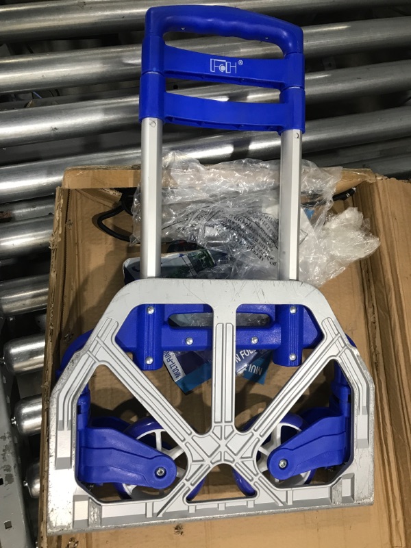 Photo 2 of FCH Folding Hand Truck Aluminum Portable Folding Hand Cart 165lbs Capacity Hand Cart and Dolly Ideal for Home, Auto, Office,Travel Use,Blue