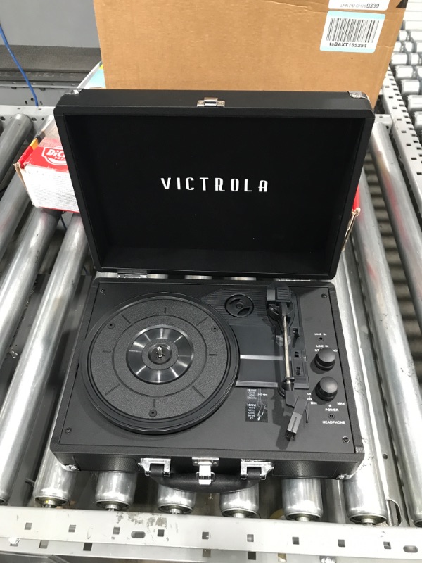 Photo 2 of Victrola Vintage 3-Speed Bluetooth Portable Suitcase Record Player with Built-in Speakers | Upgraded Turntable Audio Sound| Includes Extra Stylus | Black, Model Number: VSC-550BT-BK, 1SFA