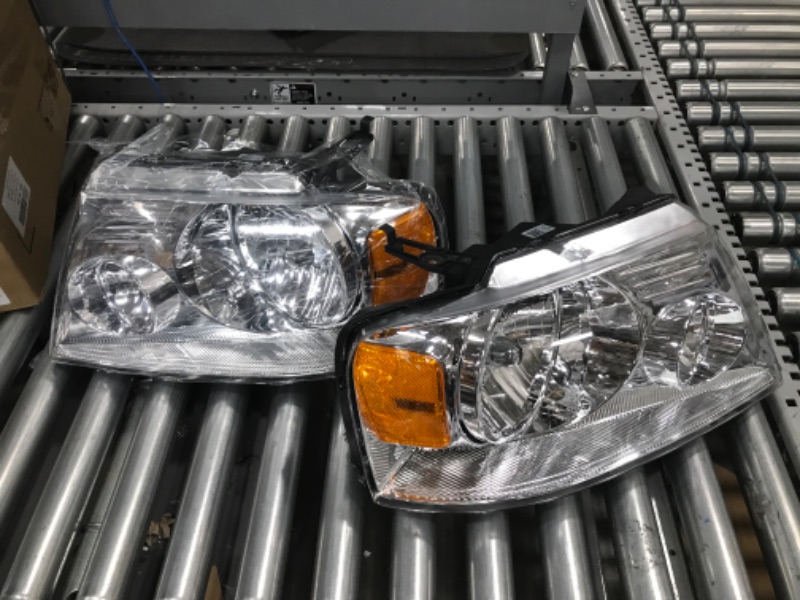 Photo 1 of DWVO Headlight Assembly Compatible with 2004 2005 2006 2007 2008 Ford F150 Pickup Passenger and Driver Side Chrome Housing Amber Reflector A Chrome Housing Amber Reflector Clear Lens OE Replacement
