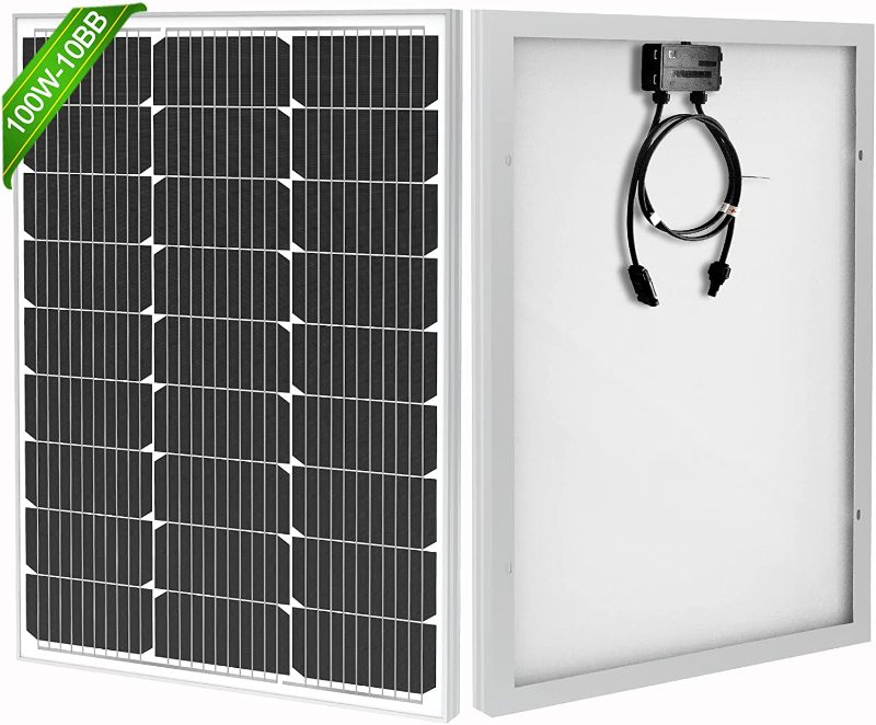 Photo 1 of [Upgraded] 10BB Solar Panels 100 Watts Monocrystalline Solar Panel High-Efficiency Module PV Power Charger 12V Solar Panels for Homes Camping RV Battery Boat Caravan and Other Off-Grid Applications