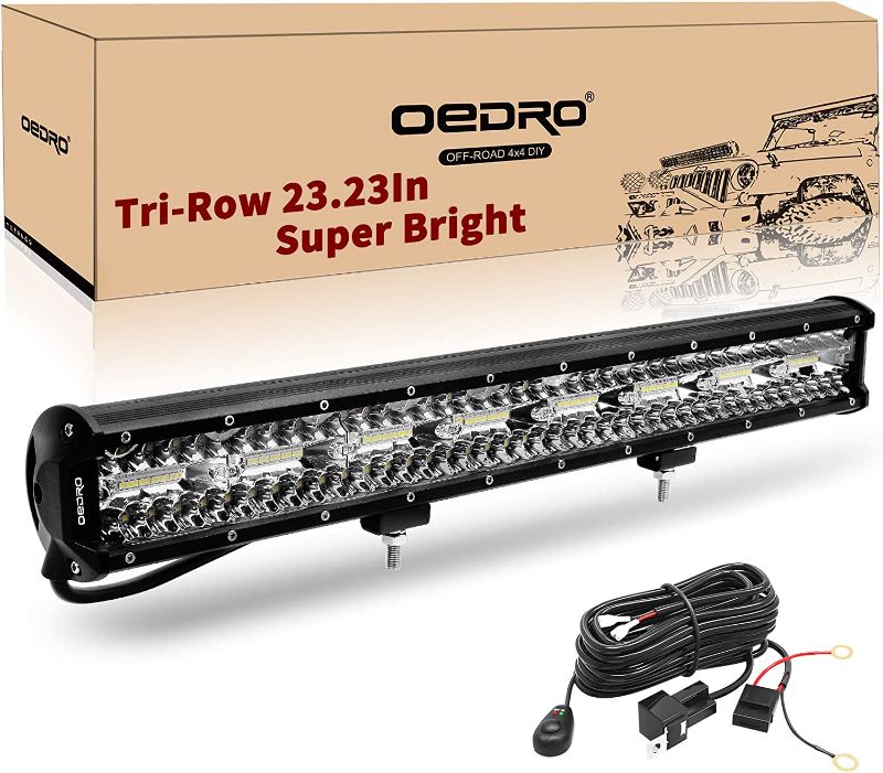 Photo 4 of OEDRO LED Light Bar 23 Inch 552W, Tri-Row Spot Flood Combo LED Driving Light 43400LM + Wiring Harness, IP68 Off Road Lamp Fit for Pickup Jeep Truck SUV 4WD 4X4 ATV UTV Truck Tractor (12V 24V)