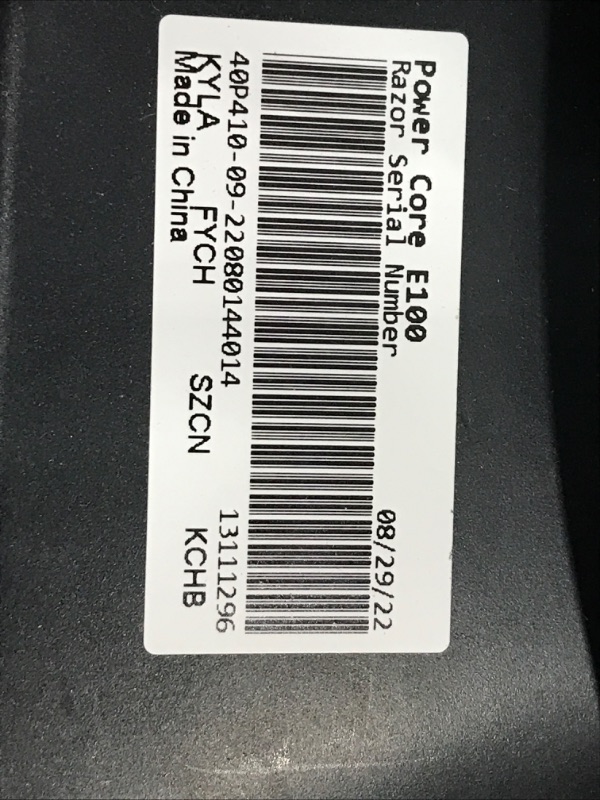 Photo 1 of  Razor Power Core E100 Electric Scooter - 100w Hub Motor, 8" Air-Filled Tire, Up to 11 mph and 60 min Ride Time, for Kids