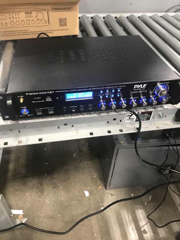 Photo 2 of Pyle PWMA4004BT - Hybrid Amplifier Receiver - Pro Audio Multi-Channel Stereo Pre-Amplifier System with (2) UHF Microphones & Digital Optical/Coax MP3