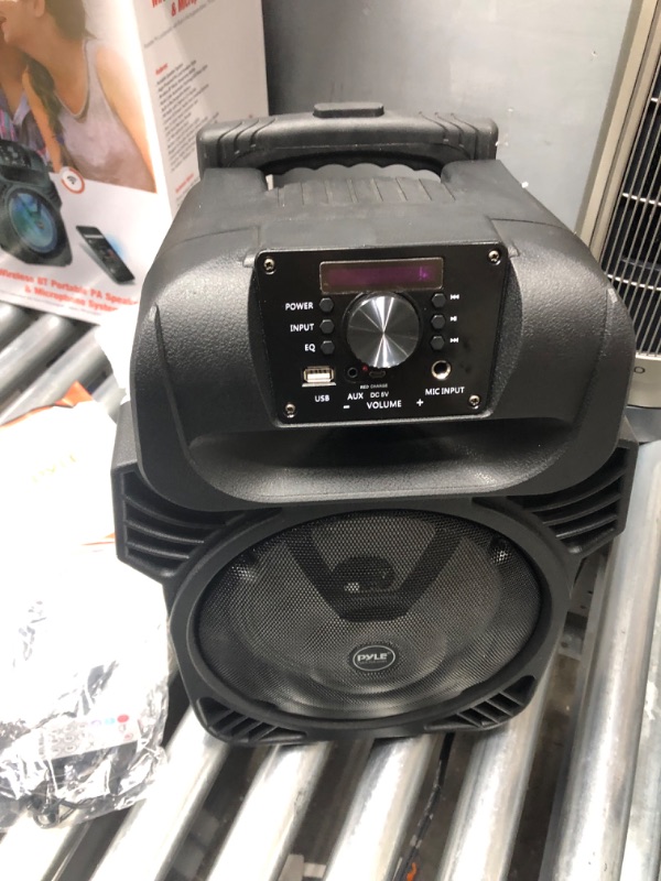 Photo 5 of 400W Portable Bluetooth PA Loudspeaker - 8” Subwoofer System, 4 Ohm/55-20kHz, USB/MP3/FM Radio/ ¼ Mic Inputs, Multi-Color LED Lights, Built-in Rechargeable Battery w/ Remote Control - Pyle PPHP844B