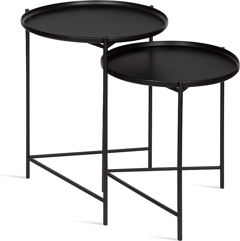 Photo 1 of 
Kate and Laurel Ulani Set of 2 Nested Round Metal End Tables, Black