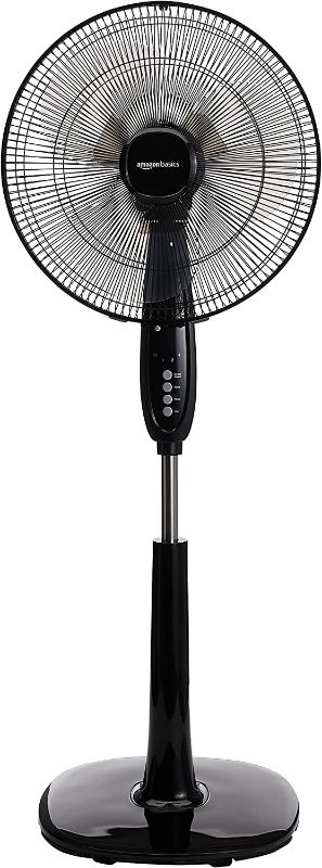 Photo 1 of 
Amazon Basics Oscillating Dual Blade Standing Pedestal Fan with Remote - 16-Inch, Black