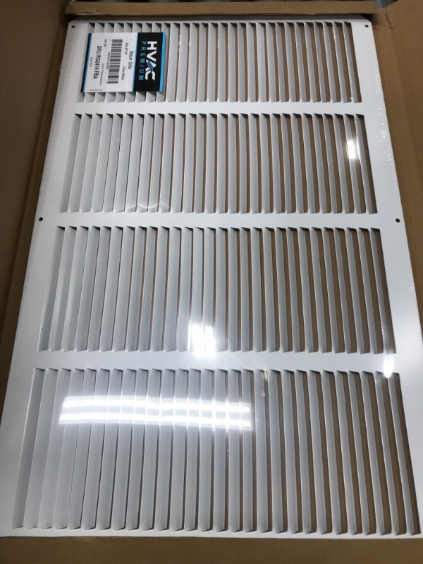 Photo 2 of 24"w X 14"h Steel Return Air Grilles - Sidewall and Ceiling - HVAC Duct Cover - White [Outer Dimensions: 25.75"w X 15.75"h] 24 X 14 White