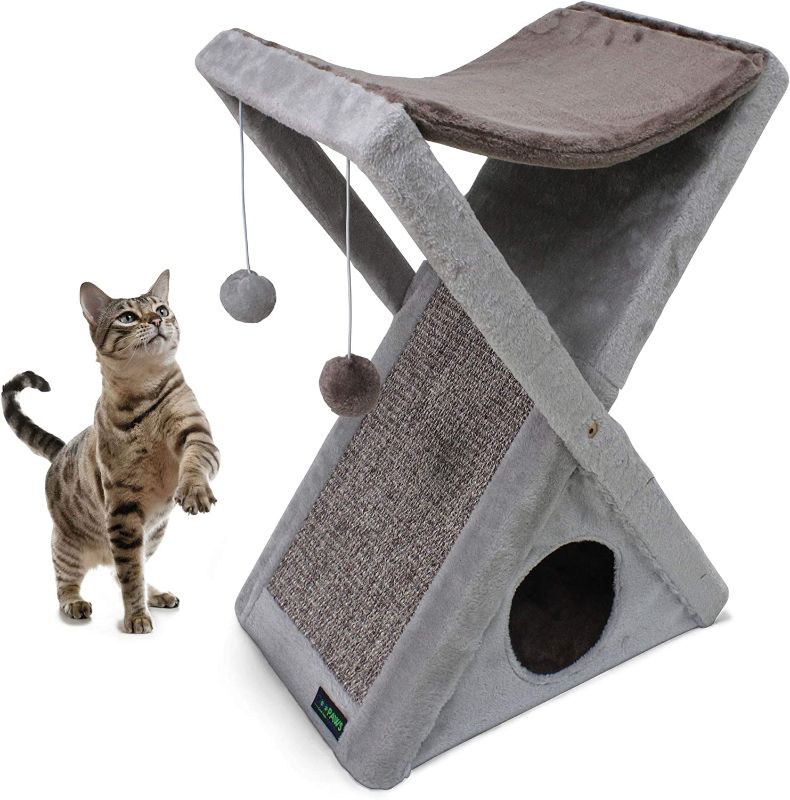 Photo 1 of 
GOOPAWS Cat Foldable Tower Tree - Cat Toys and Beds & Cats Play Towers/Cat Scratching Post for Large Cats/larfe Cat House/Cat Accessories