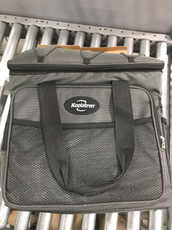 Photo 2 of Koolatron D25 Hybrid Portable 12V Cooler Bag with Shoulder Strap, 25.3 L / 26.7 qt Soft-Sided Iceless Thermoelectric Travel Fridge, Grey and Black