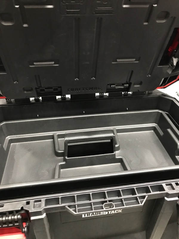 Photo 3 of  HAS A BROKEN PIS and a stain CRAFTSMAN TRADESTACK System 22.5-in.Drawer Tool Box, Black, Structural Foam, Lockable (CMST21445)