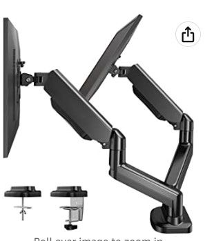 Photo 1 of HUANUO Dual Monitor Arm for 13 to 27 inch, Gas Spring Monitor Stands for 2 Monitors Vesa Mount with Clamp/Grommet Base, Computer Dual Monitor Desk Mount for up to 17.6 lbs per Arm
