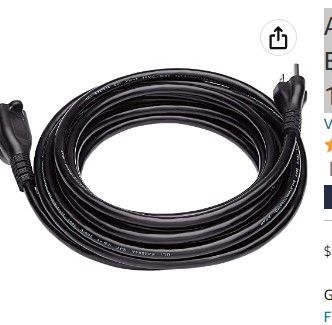 Photo 1 of Amazon Basics 20-Foot Extension Cord - 13 Amps, 125V, Black
