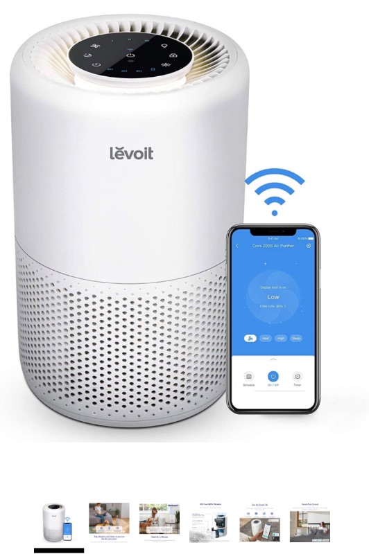 Photo 1 of LEVOIT Air Purifiers for Home Large Room, Smart WiFi Alexa Control, H13 True HEPA Filter, Removes 99.97% of Pollutants, Covers up to 915 Sq.Foot, 24dB Quiet Cleaner for Bedroom, Core 200S, White