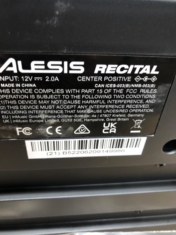 Photo 4 of Alesis Recital Pro - 88 Key Digital Piano Keyboard with Hammer Action Weighted Keys, 2x20W Speakers, 12 Voices, Record and Lesson Mode, FX and Display
