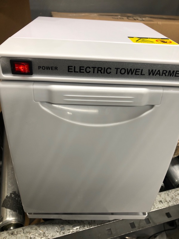 Photo 2 of *** POWERS ON *** WHITE Mini Hot Towel Warmer Professional 5L Small Towels Heating Cabinet with Fast Heating and Constant Temperature Function, Facial Towel Warmers for Spa, Bathroom, Barber, Salon, Esthetician, Beauty, Home
