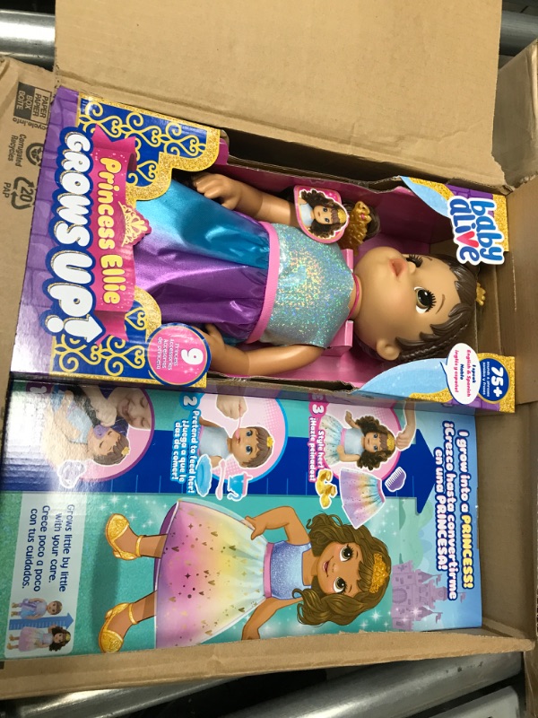 Photo 2 of Baby Alive Princess Ellie Grows Up! Brown Hair Doll, Interactive Baby Doll with Accessories, Talking Baby Dolls, Toys for 3 Year Old Girls and Boys and Up, 18-Inch