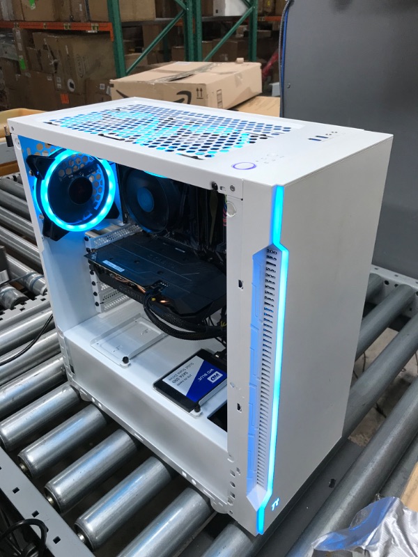 Photo 2 of Skytech Archangel Gaming Computer PC Desktop – Ryzen 5 3600 3.6GHz, GTX 1660 Super 6G, 500GB SSD, 16GB DDR4 3000MHz, RGB Fans, Windows 10 Home 64-bit, 802.11AC Wi-Fi- with key board and mouse 
